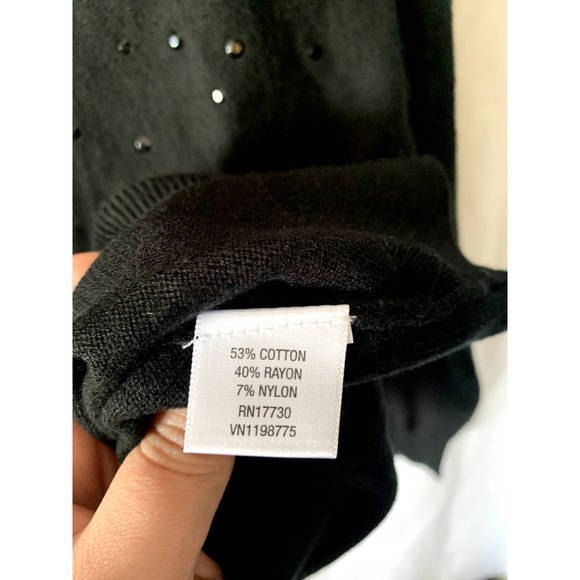 Merona Black Beaded Cardigan Sweater Button Up Knit Top Size Small - Picture 5 of 5